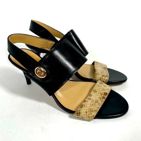 Coach Strappy Heal Size 7 Snake Skin and Black - Picture 1 of 6